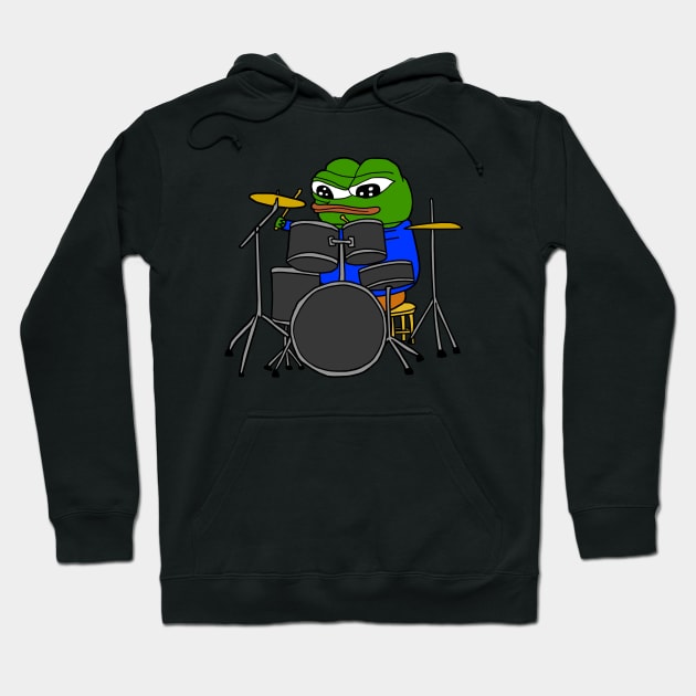 Drummer Pepe Hoodie by Lean Mean Meme Machine